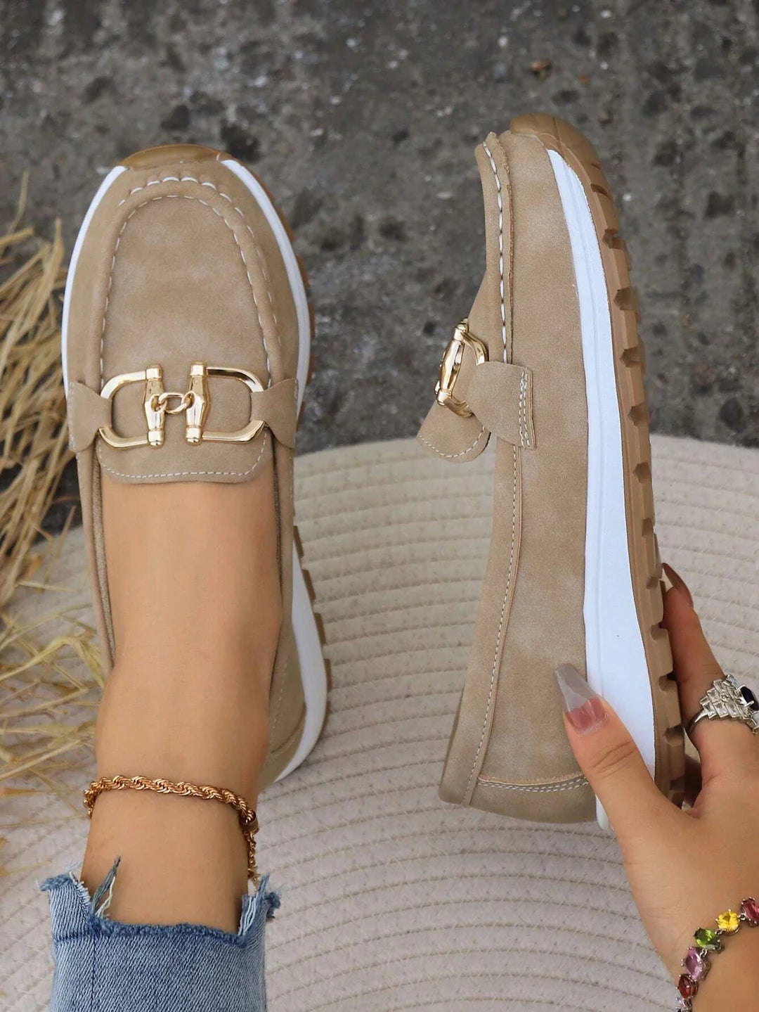 Sienna | Zwarte Loafers Dames - Elegante Slip-On met Gespdetail