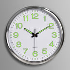 Stille Wandklok met Glow in the Dark - Modern Design voor Slaapkamer 30 cm Zilver Wit