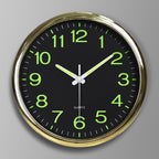 Stille Wandklok met Glow in the Dark - Modern Design voor Slaapkamer 30 cm Goud Zwart