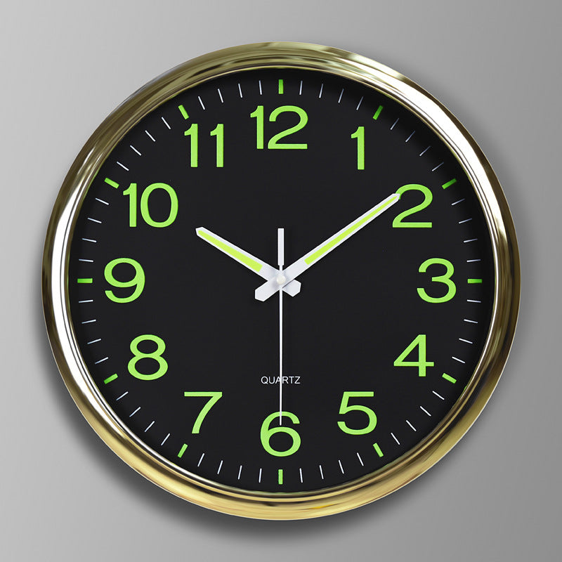 Stille Wandklok met Glow in the Dark - Modern Design voor Slaapkamer 30 cm Goud Zwart