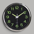 Stille Wandklok met Glow in the Dark - Modern Design voor Slaapkamer 30 cm Zilver Zwart