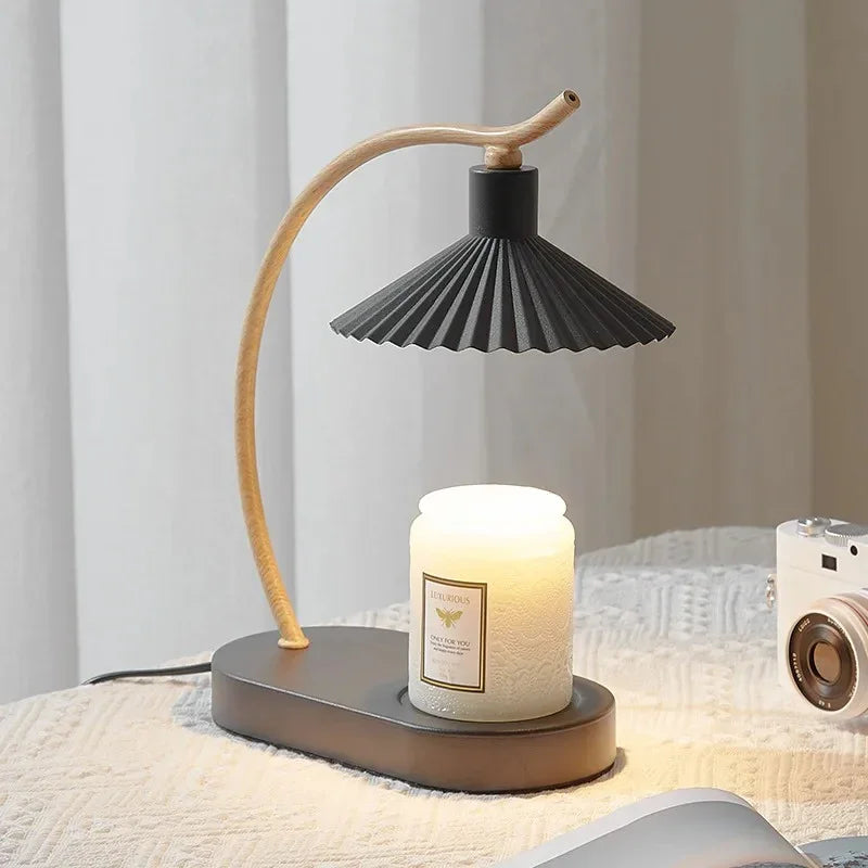 Tafellamp Kaarsenwarmer met Elegante Verlichting en Multifunctioneel Ontwerp – Zwart met Gouden Accenten, LED Verlichting Zwart