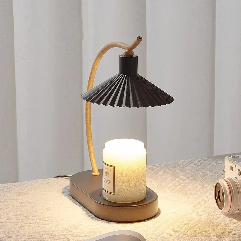 Tafellamp Kaarsenwarmer met Elegante Verlichting en Multifunctioneel Ontwerp – Zwart met Gouden Accenten, LED Verlichting