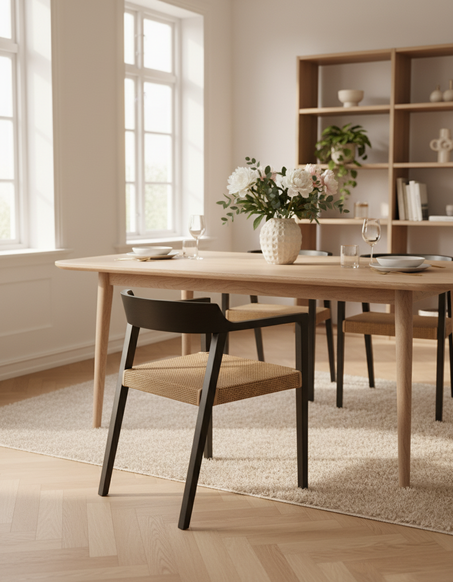 Teak Eetkamerstoel Emma - Zwartbruin, Comfortabel, Minimalistisch Ontwerp, 55x71cm, Geschikt voor Eetkamer en Woonkamer