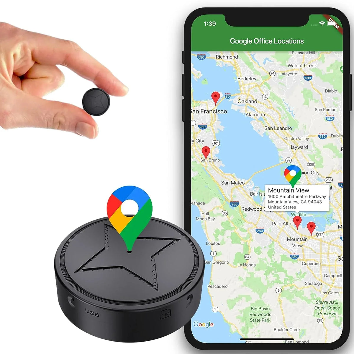 Ultramagnetische GPS-tracker voor voertuigen en objecten met nauwkeurige tracking. 0