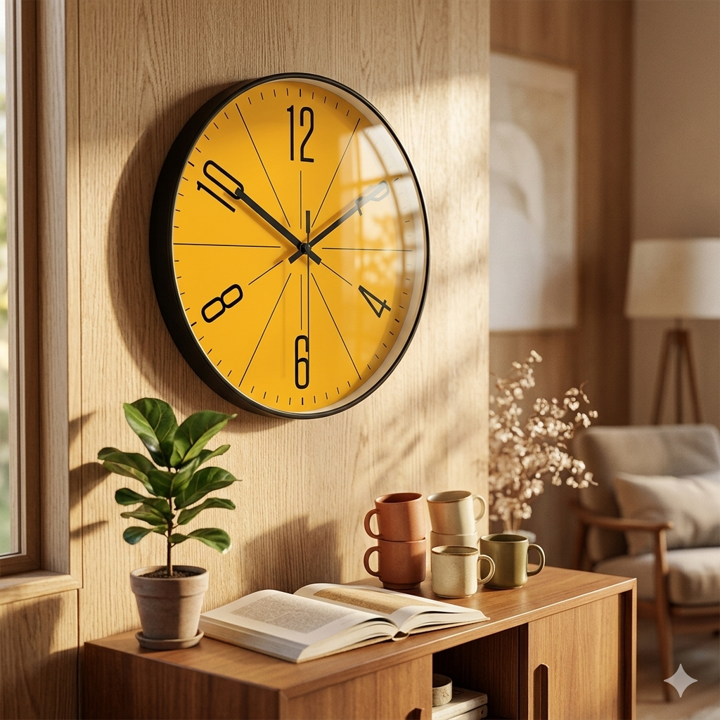 Unieke Wandklok met Nauwkeurige Kwartsbeweging - Scandinavisch Ontwerp Zwarte frame