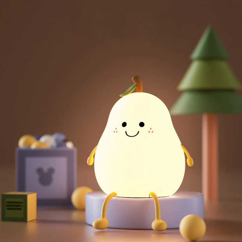 Vrolijk Nachtlampje voor Kinderen – Peer Nachtlampje LED, Kleurrijk Licht voor de Kinderkamer met Aan/Uit-knop – HappyPear