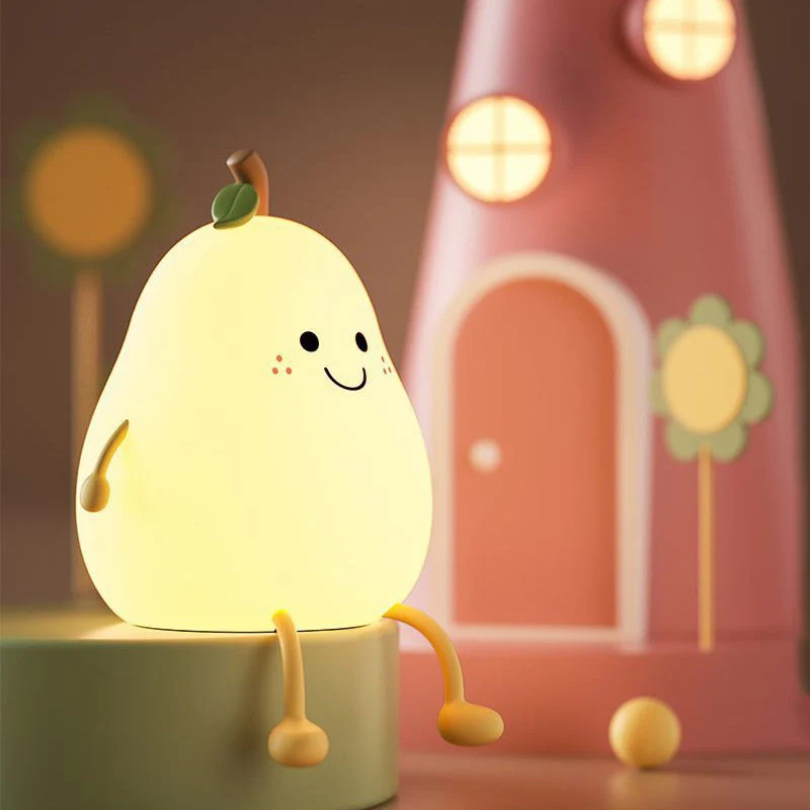 Vrolijk Nachtlampje voor Kinderen – Peer Nachtlampje LED, Kleurrijk Licht voor de Kinderkamer met Aan/Uit-knop – HappyPear