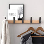 Verplaatsbare Zwarte Wandkapstok met Dubbele Haken van Hout en Aluminium - Nordic Design voor Hal en Slaapkamer