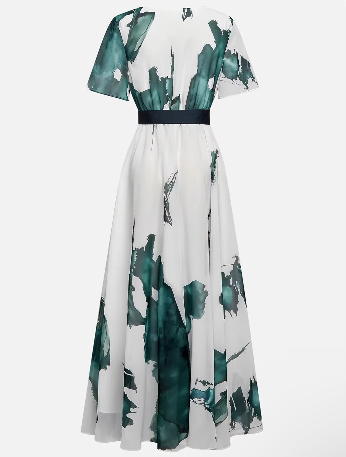 Wina | Dames Maxi Jurk - Lichtgewicht Aquarelprint, V-Halslijn