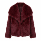 Inspire | Warm en Zacht Dames Kunstbont Winterjack - Korte Fluffy Faux Fur Jas met Kraag en Ritssluiting Bordeaux