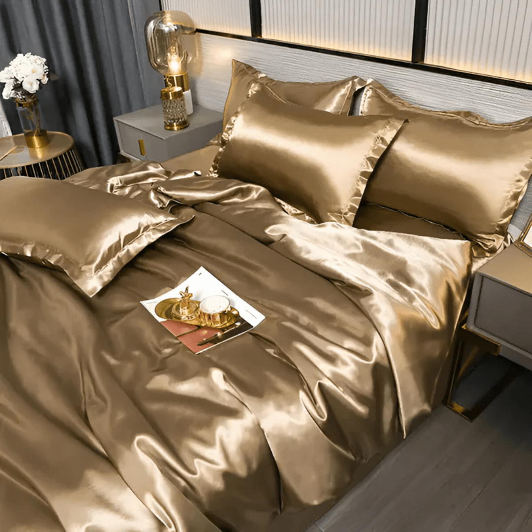 Zijden Beddengoedset 100% Moerbeizijde voor Luxe Slaapervaring – Ivoor, Champagne, Grafietgrijs, Roze, Middernachtblauw Goud