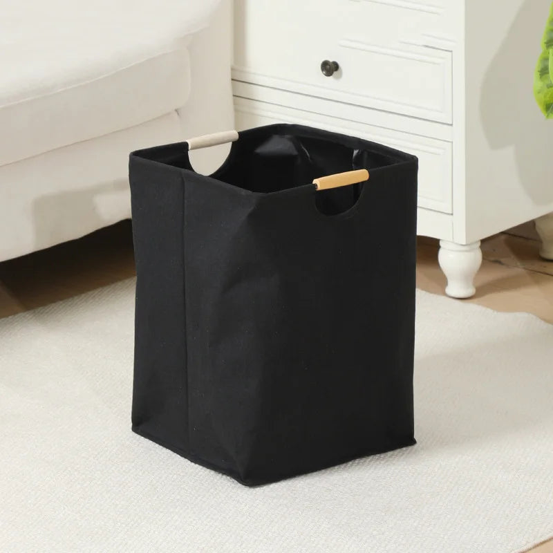 Zwarte Opvouwbare Wasmand – Duurzaam Linnen Met Handvatten Voor Gebruiksgemak Zwart 30x30x40 cm