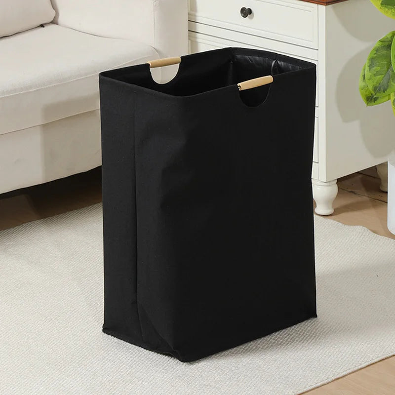 Zwarte Opvouwbare Wasmand – Duurzaam Linnen Met Handvatten Voor Gebruiksgemak Zwart 30x40x60 cm
