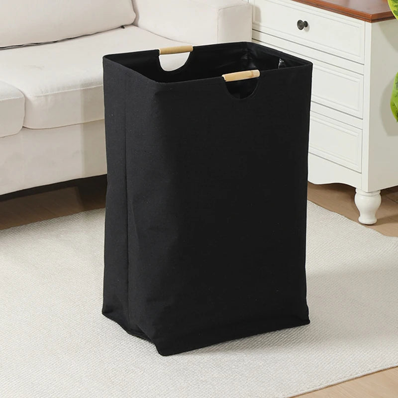 Zwarte Opvouwbare Wasmand – Duurzaam Linnen Met Handvatten Voor Gebruiksgemak Zwart 35x45x65 cm