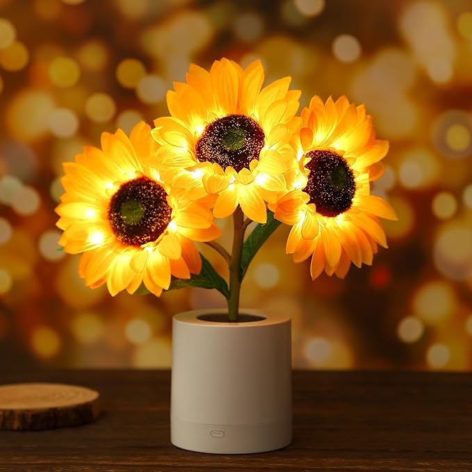 Zonnebloemlamp met Warme Gloed – Decoratieve LED Verlichting voor Natuurlijke Sfeer in Elke Kamer