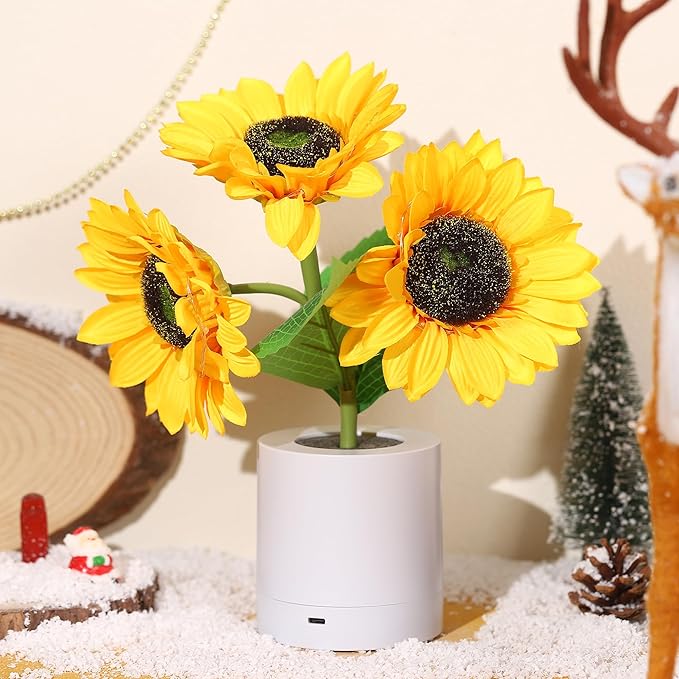 Zonnebloemlamp met Warme Gloed – Decoratieve LED Verlichting voor Natuurlijke Sfeer in Elke Kamer