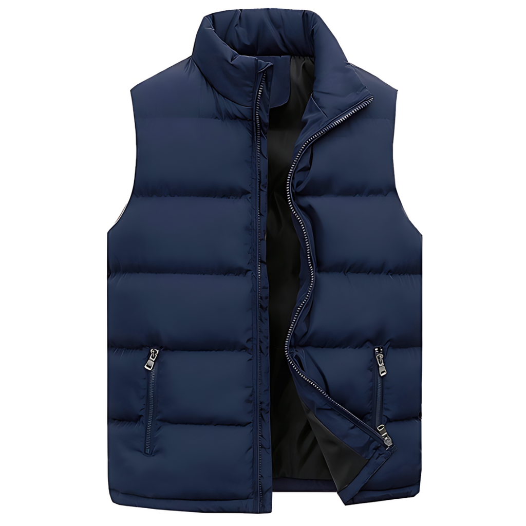 Figueral | Gevoerde Heren Bodywarmer Puffer Vest met Gestikte Look - Mouwloos Gewatteerd Wintervest met Ritssluiting & Opstaande Kraag voor Laagjes