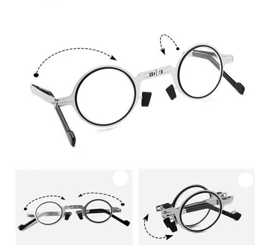 Opvouwbare Leesbril in Zakformaat – Inklapbare Leesbril met Metalen Montuur & Etui, Sterkte +1 tot +4