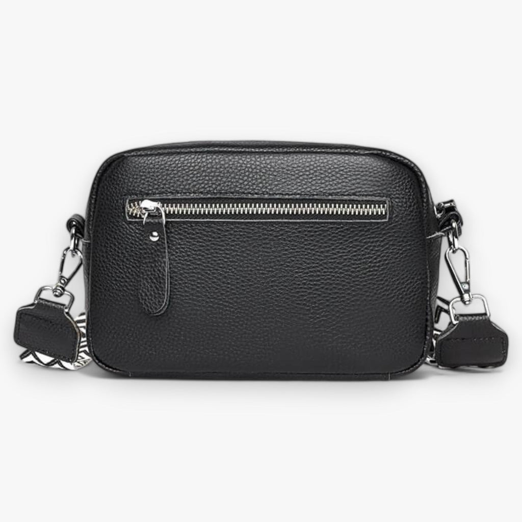 Amore | Crossbody Tas Dames - Zwarte Leren Schoudertas & Handtas met Verstelbare Schouderband, Meerdere Vakken & Ritssluiting