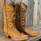 Damen Bestickte Sonnenblumen Cowboystiefel - Brown