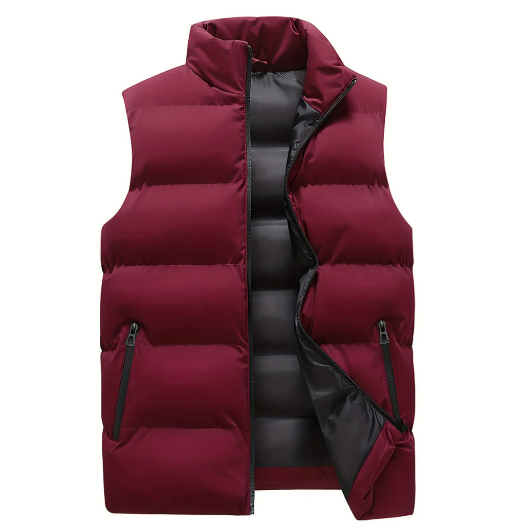 Figueral | Gevoerde Heren Bodywarmer Puffer Vest met Gestikte Look - Mouwloos Gewatteerd Wintervest met Ritssluiting & Opstaande Kraag voor Laagjes