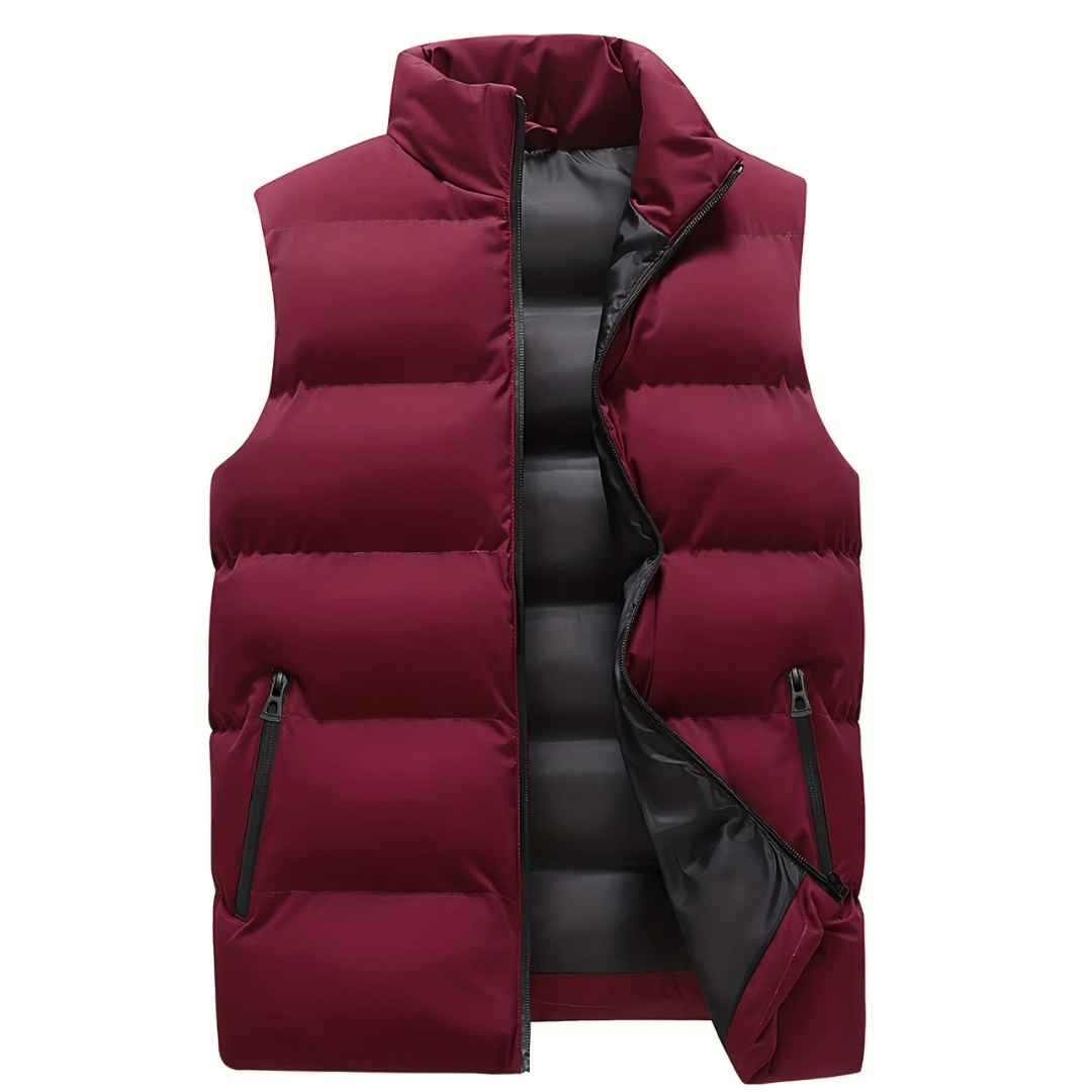 Figueral | Gevoerde Heren Bodywarmer Puffer Vest met Gestikte Look - Mouwloos Gewatteerd Wintervest met Ritssluiting & Opstaande Kraag voor Laagjes