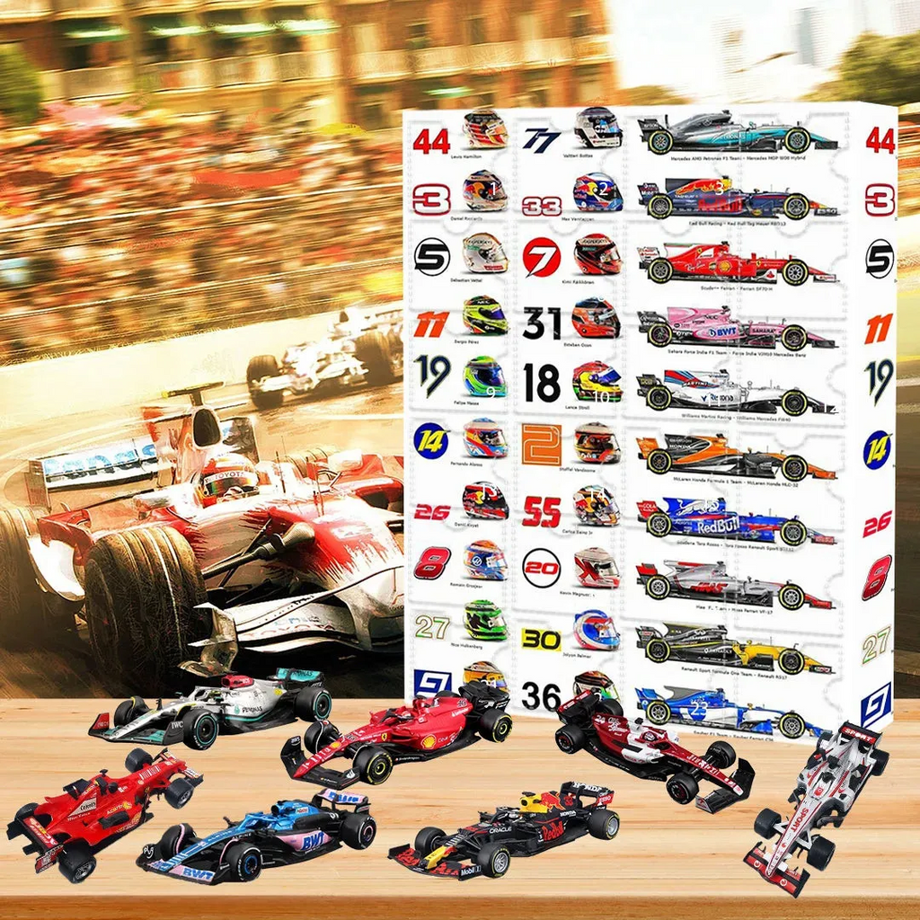 Formule 1 Adventskalender met Verzamelobjecten – Motorsport Adventskalender met 24 Fanartikelen, Cadeau voor Echte Motorsportfans