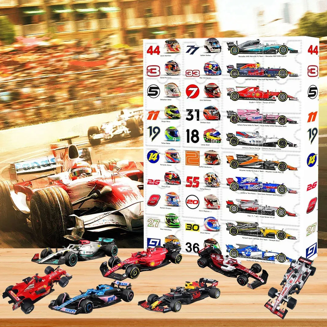 Formule 1 Adventskalender met Verzamelobjecten – Motorsport Adventskalender met 24 Fanartikelen, Cadeau voor Echte Motorsportfans