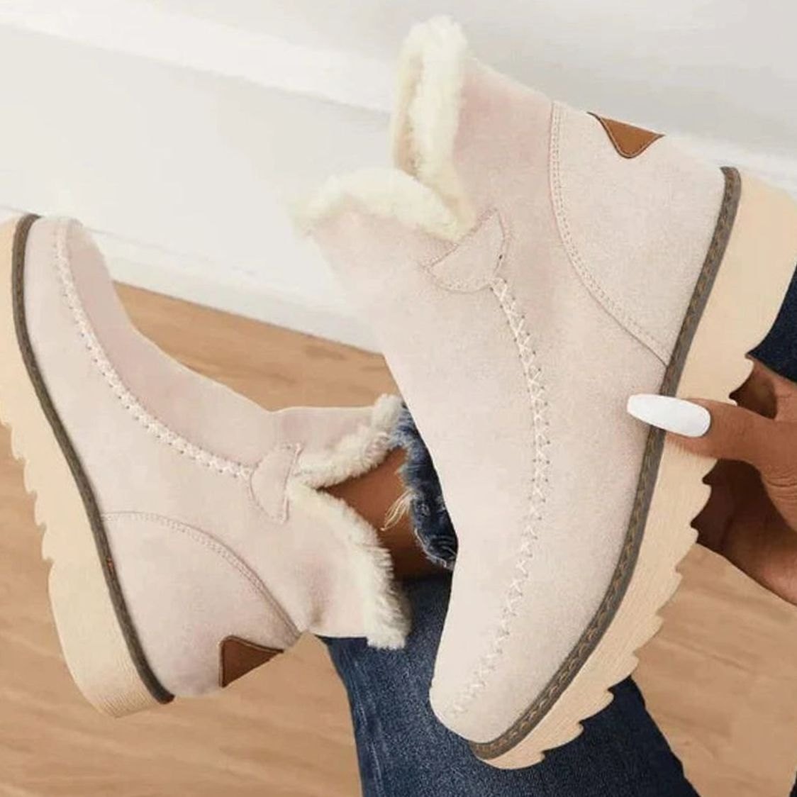 Pamelo | Warme Dames Winter Enkellaarzen met Zachte Kunstbont Voering - Gevoerde Korte Laarsjes en Faux Fur Snowboots met Antislip Zool