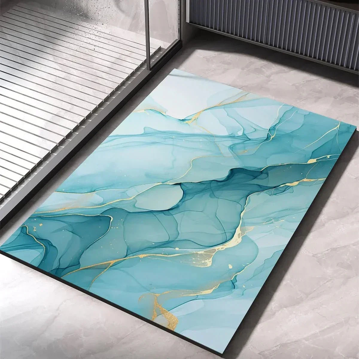Diatomeeënaarde Badmat – Sneldrogende Antislip Douchemat in Modern Scandinavisch Design, 9 Kleuren, 4 Maten Wit, Goud & Blauw