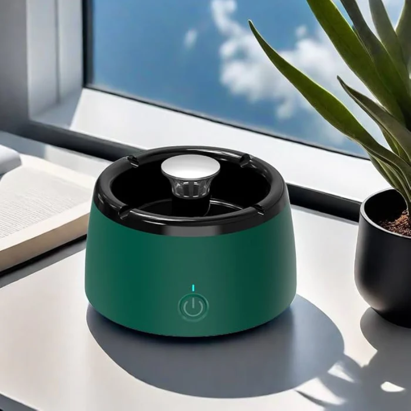Rookvrije Asbak met Luchtreiniger – Elektrisch, Actief Koolfilter, USB Oplaadbaar, Stil onder 30dB – voor Thuis, Kantoor & Auto