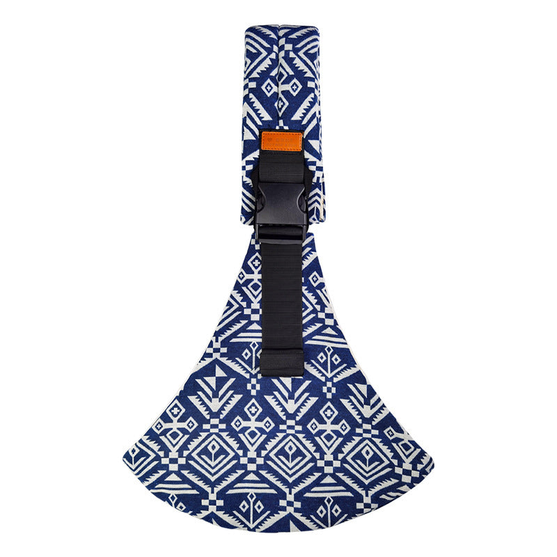 Ergonomische Baby Draagzak – Buikdrager met Verstelbare Banden & Gespen, Handsfree Babydrager, 10 Kleuren – CarryEase Wit Blauw print