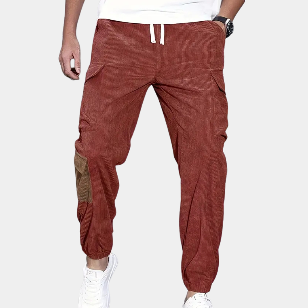 Casual Baggy Cargo Broek voor Heren – Wijde Cargobroek met Zakken, Streetwear, 4 Kleuren, XS–2XL – Zane Rood