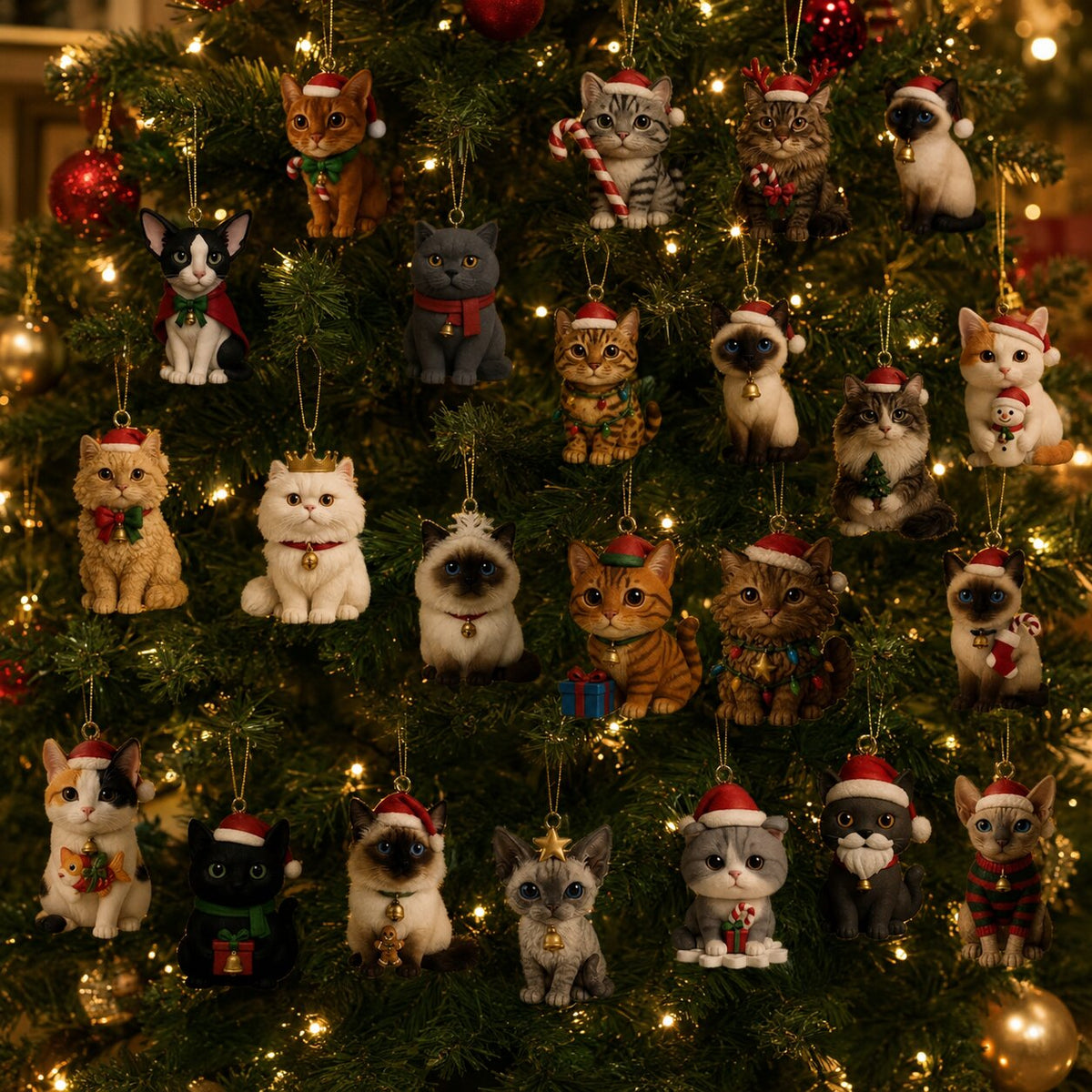 Adventskalender voor Kattenliefhebbers 2026 – 24 Kattenfiguurtjes in Kerstthema, Cadeau voor Kattenfans