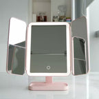 LED-Make-upspiegel met Drievoudige Verlichting - Dimbare Cosmeticaspiegel met Touchscreen, 3 Kleurtemperaturen & USB-Oplaadbaar