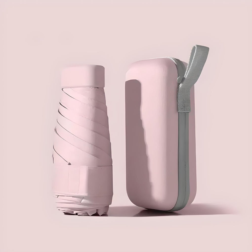 Compacte Zakparaplu met Waterdichte Hoes - Stormvaste Opvouwbare Paraplu met Hardcase Reis-Etui & Automatisch Open/Dicht Roze