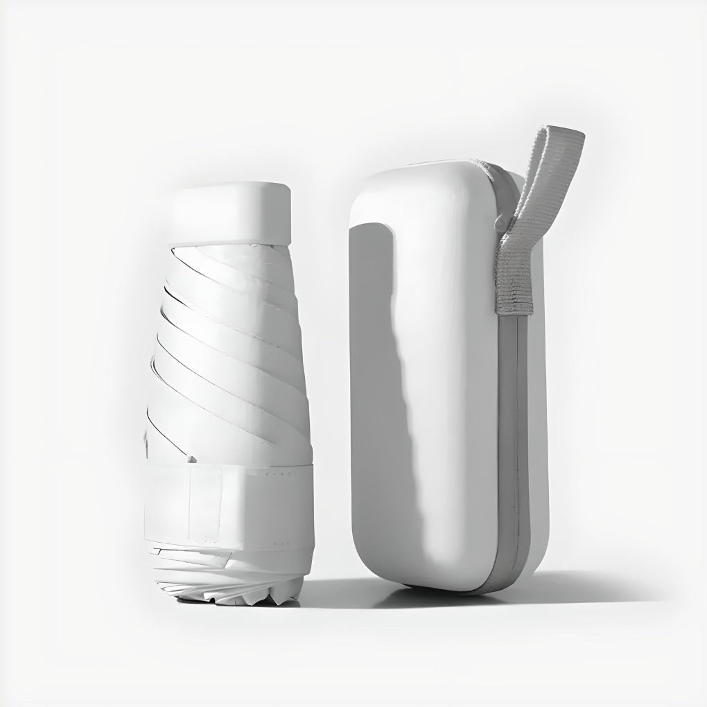 Compacte Zakparaplu met Waterdichte Hoes - Stormvaste Opvouwbare Paraplu met Hardcase Reis-Etui & Automatisch Open/Dicht Wit