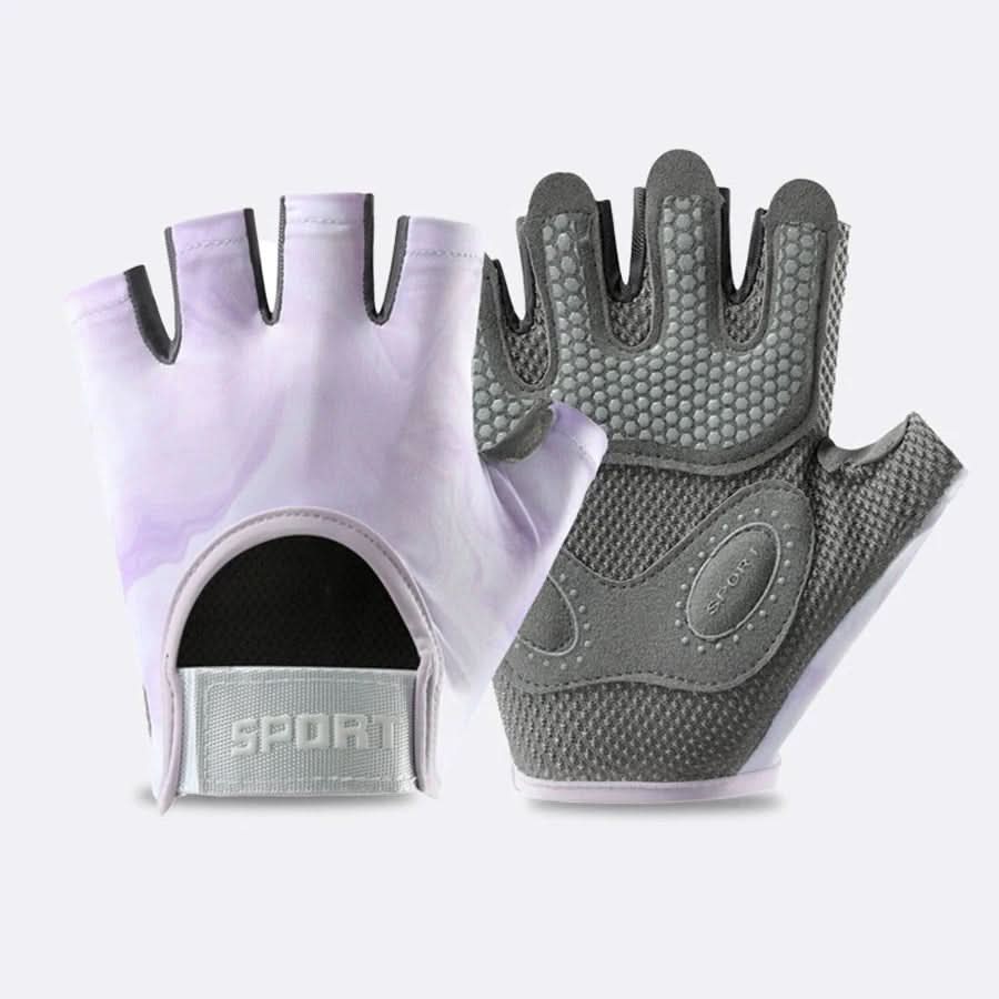 Sport- en Fitnesshandschoenen – Halve Vinger Trainingshandschoenen voor Gym, Kettlebell & Fietsen, Unisex, S–L – GripMax Paars
