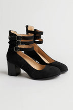 Pamelo | Elegante Dames Pumps met Stevige Blokhak en Enkelbandje