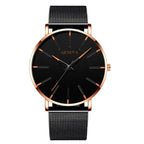 watches : Heren Horloge Zwart Ultra-Dun Quartz - Stijlvol Zakelijk Polshorloge met Leren Band in van Pantino