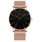 watches : Heren Horloge Zwart Ultra-Dun Quartz - Stijlvol Zakelijk Polshorloge met Leren Band in van Pantino