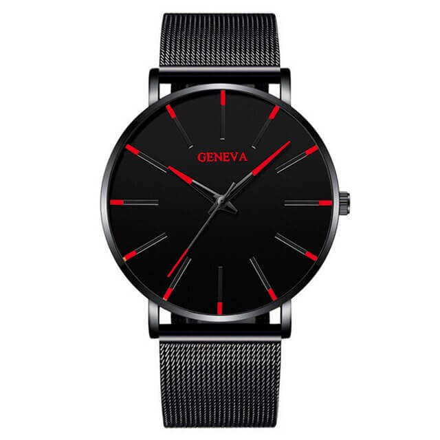 watches : Heren Horloge Zwart Ultra-Dun Quartz - Stijlvol Zakelijk Polshorloge met Leren Band in van Pantino
