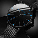 Admire | Heren Horloge Zwart Ultra-Dun Quartz - Stijlvol Zakelijk Polshorloge met Leren Band