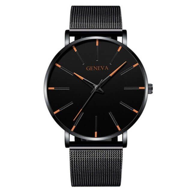 watches : Heren Horloge Zwart Ultra-Dun Quartz - Stijlvol Zakelijk Polshorloge met Leren Band in van Pantino