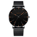 watches : Heren Horloge Zwart Ultra-Dun Quartz - Stijlvol Zakelijk Polshorloge met Leren Band in van Pantino