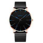 watches : Heren Horloge Zwart Ultra-Dun Quartz - Stijlvol Zakelijk Polshorloge met Leren Band in van Pantino