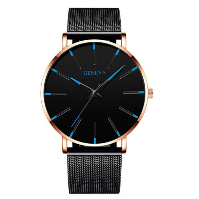 watches : Heren Horloge Zwart Ultra-Dun Quartz - Stijlvol Zakelijk Polshorloge met Leren Band in van Pantino