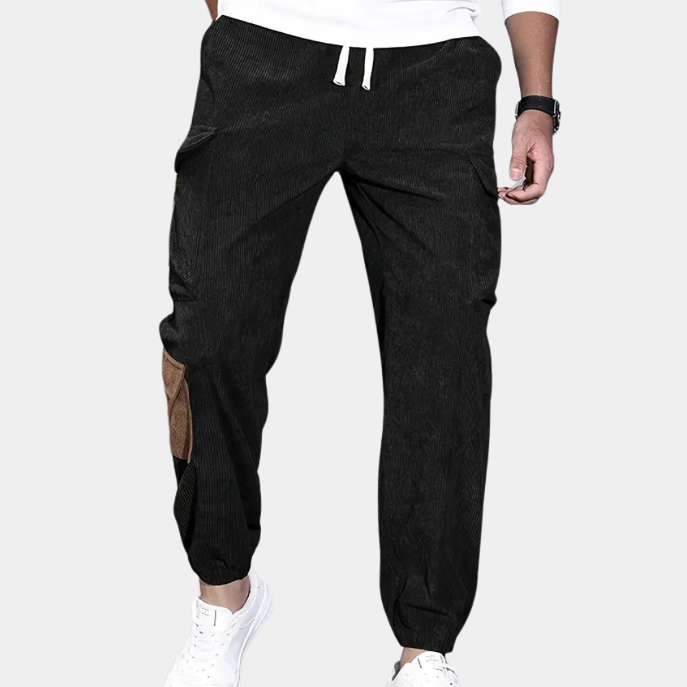 Casual Baggy Cargo Broek voor Heren – Wijde Cargobroek met Zakken, Streetwear, 4 Kleuren, XS–2XL – Zane Zwart